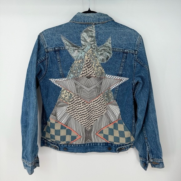 C.S & CO. Patchwork Denim Jean Button Up Jacket - Picture 1 of 3